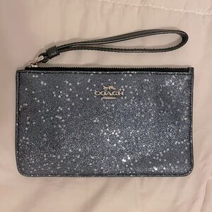 Coach Wallet Wristlet Clutch in Dark Navy Blue Star Shimmer Glitter